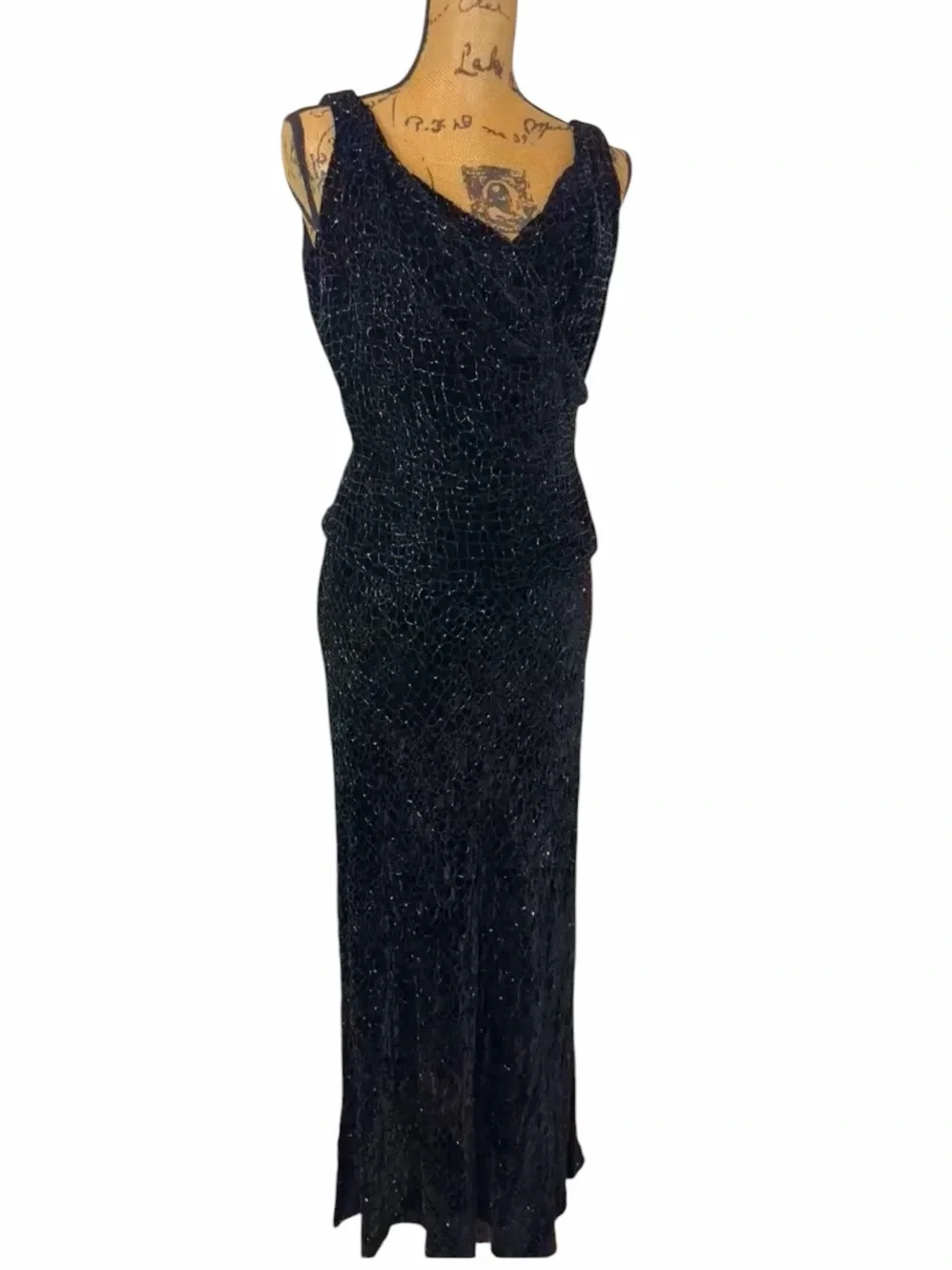 Vintage Carmen Marc Valvo Signature Silk Beaded Evening Black Formal Set Size 8